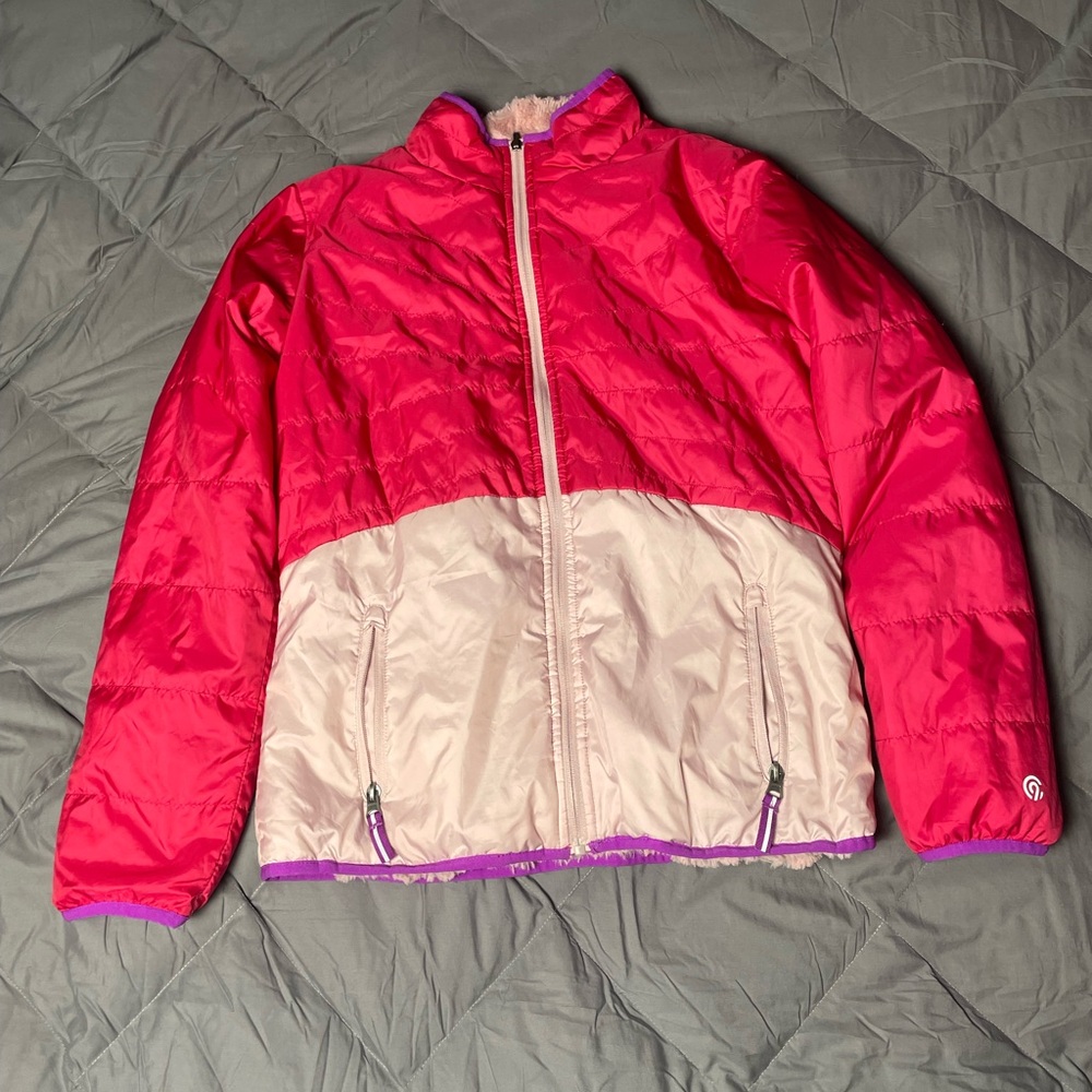 Champion Pink and Cream Puffer inside out Jacket